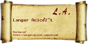 Langer Acicét névjegykártya